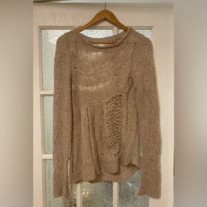 Unique knit oatmeal Anthropologie sweater Size M